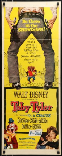 9c955 TOBY TYLER insert 1960 Walt Disney, Mister Stubbs w/revolver, circus clown, High Noon parody!
