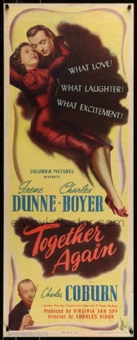 9c956 TOGETHER AGAIN insert 1944 artwork of sexy Irene Dunne, Charles Boyer, Charles Coburn!