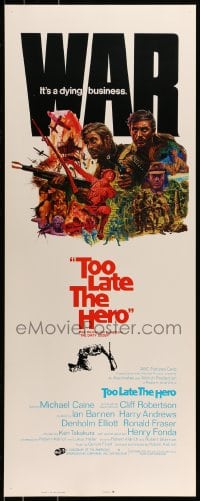 9c957 TOO LATE THE HERO int'l insert 1970 Robert Aldrich, art of Michael Caine & Cliff Robertson in WWII!