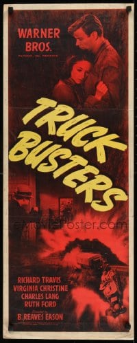 9c964 TRUCK BUSTERS insert 1942 Richard Travis, Virginia Christine, big rig drivers!
