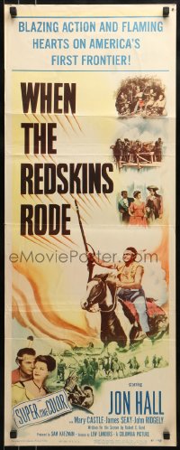 9c978 WHEN THE REDSKINS RODE insert 1951 Native American Jon Hall on horse holding rifle!