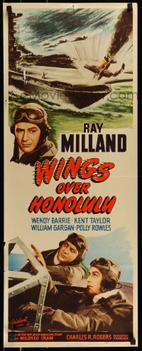 9c983 WINGS OVER HONOLULU insert R1948 pilot Ray Milland, Kent Taylor & Wendy Barrie, cool art!