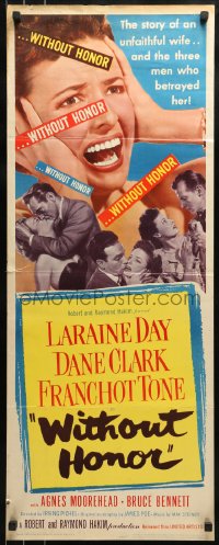 9c986 WITHOUT HONOR insert 1949 pretty Laraine Day & Dane Clark are branded!