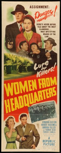 9c990 WOMEN FROM HEADQUARTERS insert 1950 Virginia Huston, Robert Rockwell, assignment: danger!