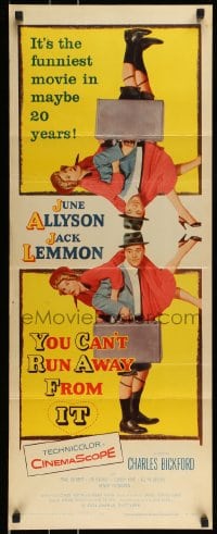 9c995 YOU CAN'T RUN AWAY FROM IT insert 1956 Jack Lemmon & Allyson, It Happened One Night remake!