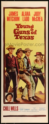 9c996 YOUNG GUNS OF TEXAS insert 1963 teen cowboys James Mitchum, Alana Ladd & Jody McCrea!