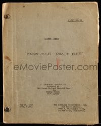 9d259 RACKET SQUAD TV script May 26, 1952, screenplay by Jackson Gillis, Know Your Family Tree!
