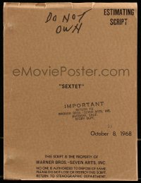 9d292 SEXTET estimating script October 8, 1968, by Leonard Spigelgass from Mae West's play, unproduced!