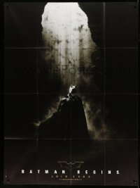 9f637 BATMAN BEGINS teaser French 1p 2005 great image of the Caped Crusader in the batcave!