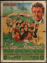 9f669 CAGE OF NIGHTINGALES French 1p 1945 Roulbol art of Noel-Noel & boarding school students!