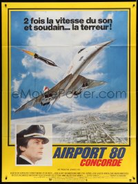 9f688 CONCORDE: AIRPORT '79 French 1p 1979 cool art of fastest airplane attacked by missile!