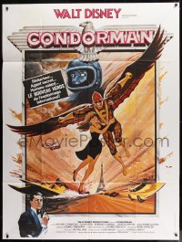 9f689 CONDORMAN French 1p 1981 cool different art of winged hero Michael Crawford, Disney!