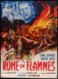 9f735 FIRE OVER ROME French 1p 1973 L'incendio di Roma, cool sword & sandal artwork!
