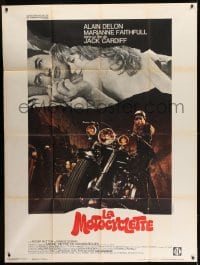 9f750 GIRL ON A MOTORCYCLE French 1p 1968 sexy biker Marianne Faithfull is Naked Under Leather!