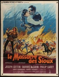 9f757 GREAT SIOUX MASSACRE French 1p 1966 completely different montage art by Roger Soubie!
