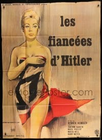 9f881 ORDERED TO LOVE French 1p 1962 wild different Hurel art of naked woman wearing Nazi flag!