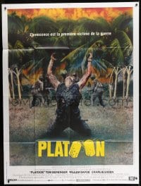 9f890 PLATOON French 1p 1986 Oliver Stone, Vietnam War, Willem Dafoe shot in iconic scene!