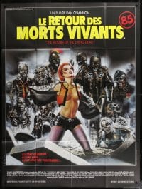 9f909 RETURN OF THE LIVING DEAD French 1p 1985 different Landi art of sexy woman with zombies!