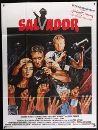 9f920 SALVADOR French 1p 1986 Oliver Stone, different Rombi art of James Woods & James Belushi!