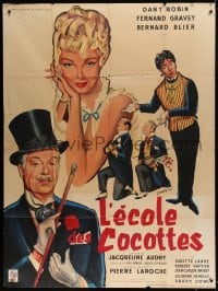 9f925 SCHOOL FOR COQUETTES French 1p 1958 L'ecole des cocottes, David art of Dany Robin & Gravey!