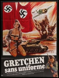 9f933 SHE DEVILS OF THE SS French 1p 1976 Frauleins in Uniform, Mario art of naked Nazi woman, rare!