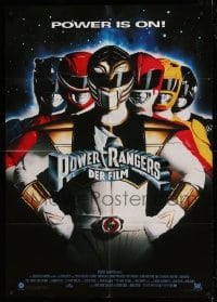 9f106 MIGHTY MORPHIN POWER RANGERS German 33x47 1995 Bandai, cool cast portrait, power is on!