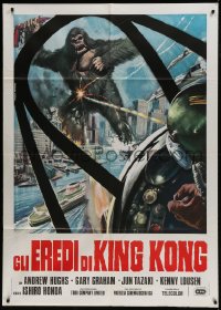 9f147 DESTROY ALL MONSTERS Italian 1p R1977 different art of King Kong seen from airplane cockpit!