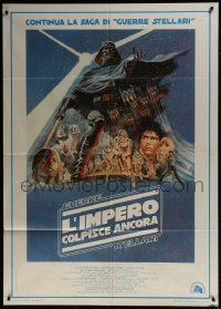 9f152 EMPIRE STRIKES BACK Italian 1p 1980 George Lucas classic, great montage art by Tom Jung!