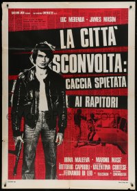 9f163 KIDNAP SYNDICATE Italian 1p 1975 full-length Luc Merenda in leather jacket with machine gun!