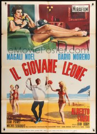 9f176 OH! QUE MAMBO Italian 1p 1958 Enzo Nistri art of Dario Moreno on beach & sexy Magali Noel!