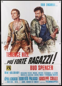 9f209 ALL THE WAY BOYS Italian 2p 1973 Casaro art of Terence Hill & Bud Spencer ready to fight!