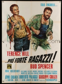 9f210 ALL THE WAY BOYS Italian 2p 1973 Casaro art of Terence Hill holding gun & Bud Spencer!