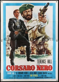 9f216 BLACKIE THE PIRATE Italian 2p 1971 cool art of Terence Hill & Bud Spencer by Renato Casaro!