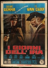 9f227 DAY OF ANGER Italian 2p 1967 close up of Lee Van Cleef & Giuliano Gemma, spaghetti western!