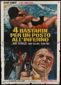 9f265 SHARK Italian 2p 1973 Sam Fuller, Burt Reynolds, different art by Luca Crovato!