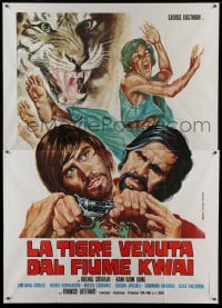 9f271 TIGER FROM RIVER KWAI Italian 2p 1975 George Eastman, cool kung fu art by Zanca!