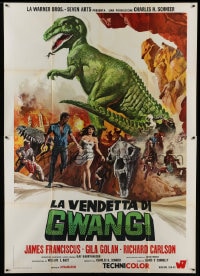 9f275 VALLEY OF GWANGI Italian 2p 1969 Ray Harryhausen, different dinosaur art by Franco Picchioni!