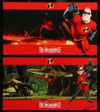 9f075 INCREDIBLES 8 10x17 LCs 2004 Disney/Pixar animated superhero family, cool widescreen images!
