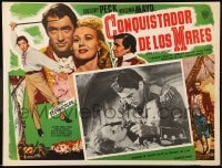9f121 CAPTAIN HORATIO HORNBLOWER Mexican LC 1951 best c/u of Gregory Peck & pretty Virginia Mayo!