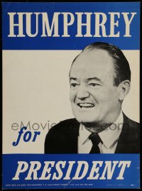9f101 HUMPHREY FOR PRESIDENT 14x19 political campaign 1968 New York Citizens for Hubert!