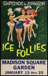 9f086 SHIPSTADS & JOHNSON ICE FOLLIES 14x22 special poster 1950s great art of sexy ice skaters!