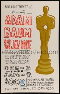 9f531 ADAM BAUM & THE JEW MOVIE stage play WC 2000 art of Oscar statuette holding Jewish star!