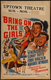9f311 BRING ON THE GIRLS WC 1944 sexy full-length Veronica Lake, Sonny Tufts, Eddie Bracken