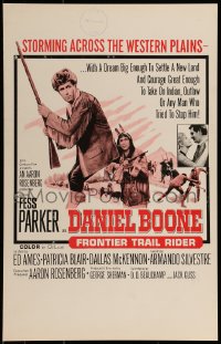 9f335 DANIEL BOONE FRONTIER TRAIL RIDER WC 1966 great image of pioneer Fess Parker in coonskin hat!
