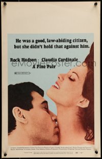 9f352 FINE PAIR WC 1969 romantic super close up of Rock Hudson & sexy Claudia Cardinale!