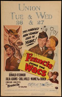 9f359 FRANCIS JOINS THE WACS WC 1954 Donald O'Connor & the talking mule are in the ladies' Army now!