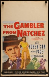 9f361 GAMBLER FROM NATCHEZ WC 1954 Dale Robertson, sexy Debra Paget, riverboat gambling!