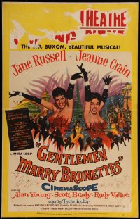 9f364 GENTLEMEN MARRY BRUNETTES WC 1955 sexy Jane Russell & Jeanne Crain in the big buxom musical!
