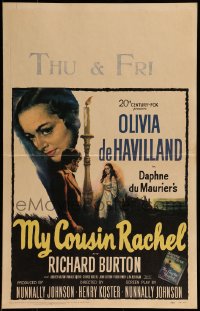 9f425 MY COUSIN RACHEL WC 1953 art of Olivia de Havilland & Richard Burton, Daphne du Maurier!