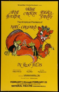 9f558 NOEL COWARD IN TWO KEYS stage play WC 1974 great art of fancy cat & mice by Gerbuck!